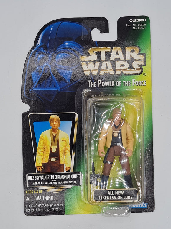LUKE IN CERAMONIAL OUTFIT STAR WARS POWER OF THE FORCE GREEN CARD 003