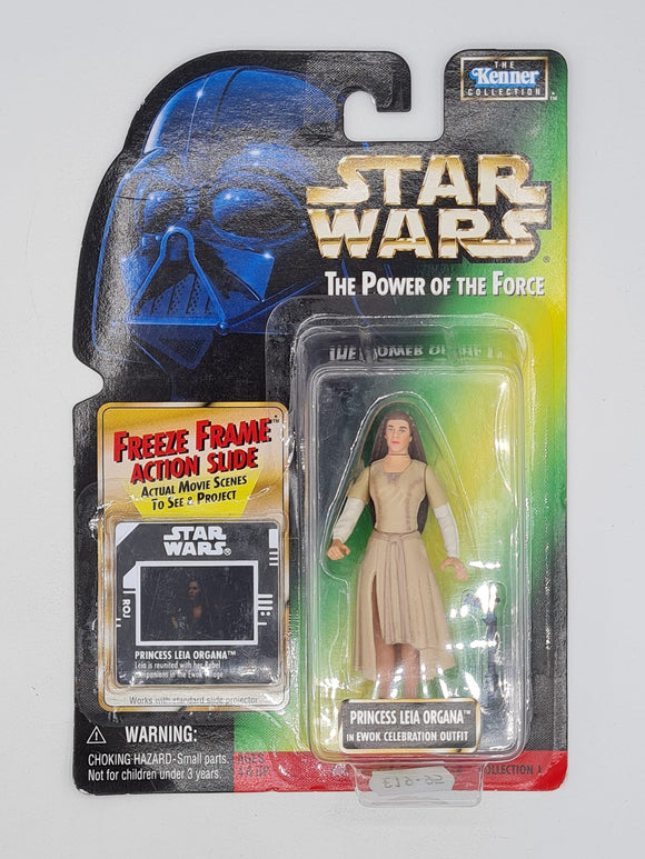 PRINCESS LEIA ORGANNA IN EWOK CELEBRATION OUTFIT STAR WARS POWER OF THE FORCE GREEN CARD 001