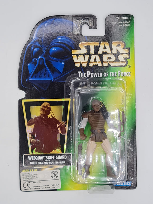 WEEQUAY SKIFF GUARD STAR WARS POWER OF THE FORCE GREEN CARD 002