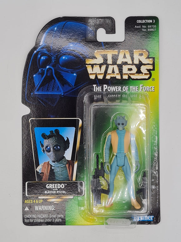 GREEDO STAR WARS POWER OF THE FORCE GREEN CARD 001