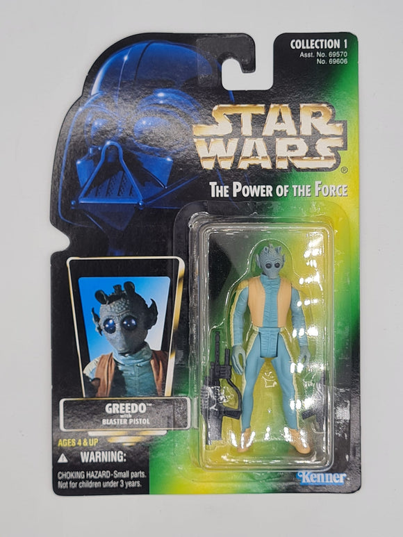GREEDO STAR WARS POWER OF THE FORCE GREEN CARD 002