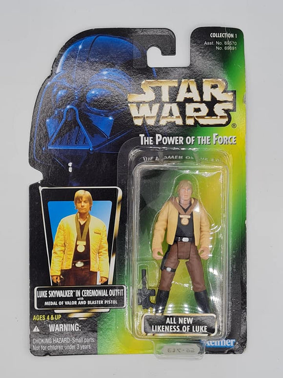 LUKE IN CERAMONIAL OUTFIT STAR WARS POWER OF THE FORCE GREEN CARD 001
