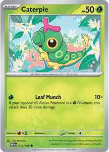 POKEMON SCARLET AND VIOLET 151 CATERPIE 10/165 SINGLE CARD
