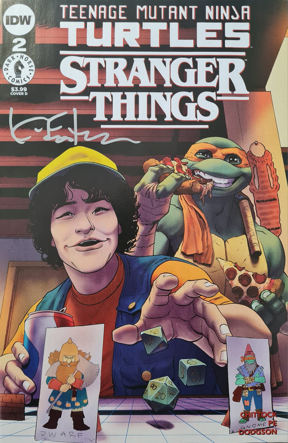 TEENAGE MUTANT NONJA TURTLES / STRANGER THINGS #2 COVER D SIGNED BY KEVIN EASTMAN