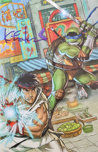 TEENAGE MUTANT NINJA TURTLES / STREET FIGHTER #1 JASON FLOWERS VARIANT SIGNED BY KEVIN EASTMAN