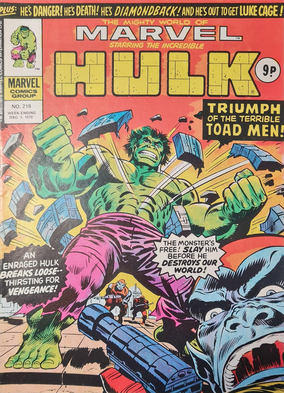 THE MIGHTY WORLD OF MARVEL STARRING THE INCREDIBLE HULK #218