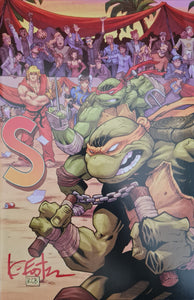 TEENAGE MUTANT NINJA TURTLES / STREET FIGHTER #1 RYAN G BROWNE VARIANT SIGNED BY KEVIN EASTMAN