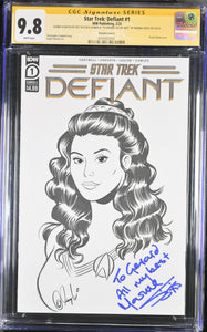 STAR TREK DEFIANT #1 BLANK VARIANT SIGNED BY MARINA SiRTIS WITH SKETCH BY DES TAYLOR CGC 9.8