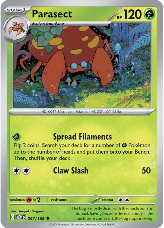 POKEMON SCARLET AND VIOLET 151 PARASECT 47/165 SINGLE CARD