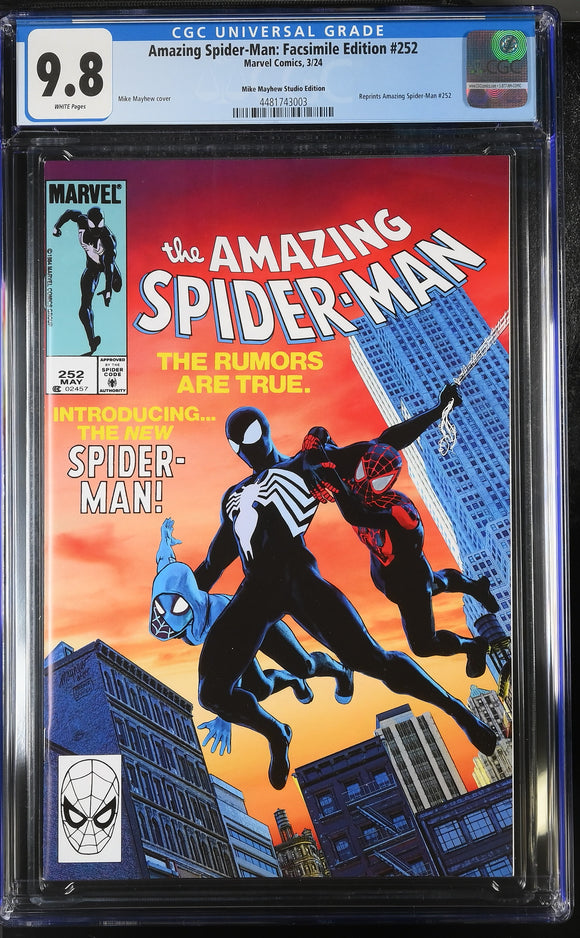 THE AMAZING SPIDER-MAN #252 FACSIMILE MIKE MAYHEW STUDIOS VARIANT CGC 9.8