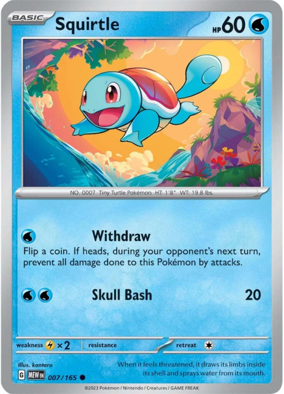 POKEMON SCARLET AND VIOLET 151 SQUIRTLE 7/165 SINGLE CARD