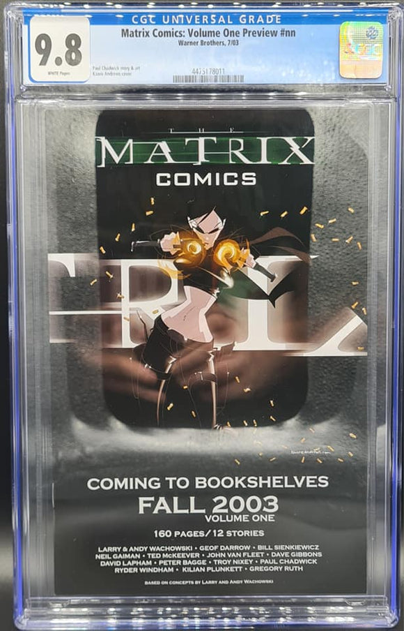 MATRIX COMICS VOLUME ONE PREVIEW CGC 9.8