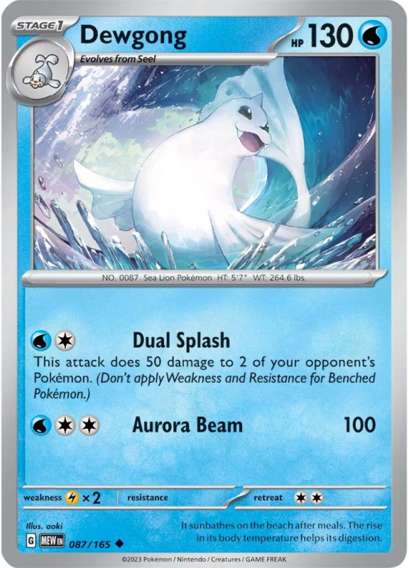 POKEMON SCARLET AND VIOLET 151 DEWGONG 87/165 SINGLE CARD